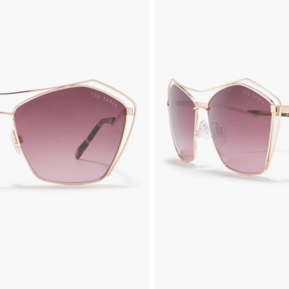 Ted Baker Geometric Aviator Gradient sunglasses 58MM Gold Purple Brown TWS188 main image 6